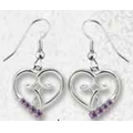 Birthstone Heart & Cross Earrings (June/Light Amethyst)